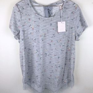 Lauren Conrad |  Dove Grey Floral Tee - NWT